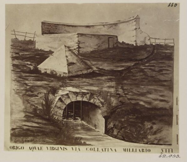 Parker, John Henry, Aqueduct - Source of the Aqua Virgo on the Via Collatina, eight miles from Rome, with Reservoir and Respirator.
