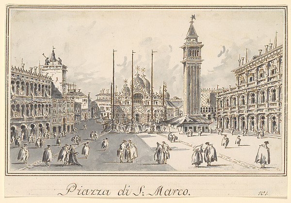 Giacomo Guardi, Piazza San Marco, Looking toward the Basilica