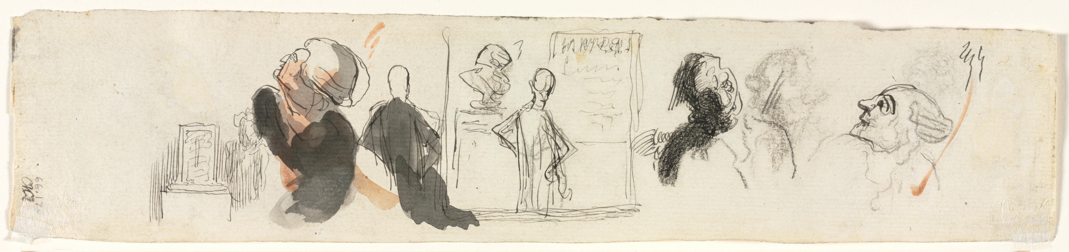 Honoré Daumier, Sketches of Various Figures (verso)