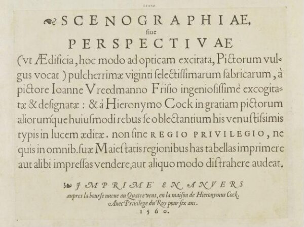 Hans Vredeman de Vries, Scenographiae Siue Perspectiuae