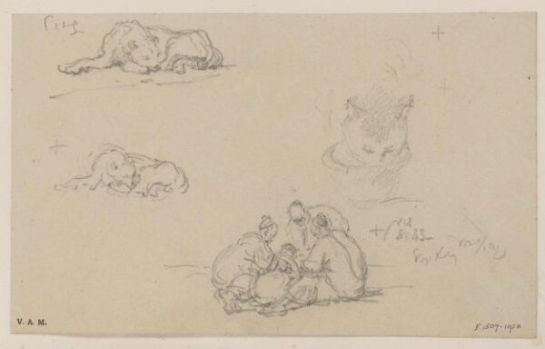 George Chinnery, A dog, a cat and a group of figures