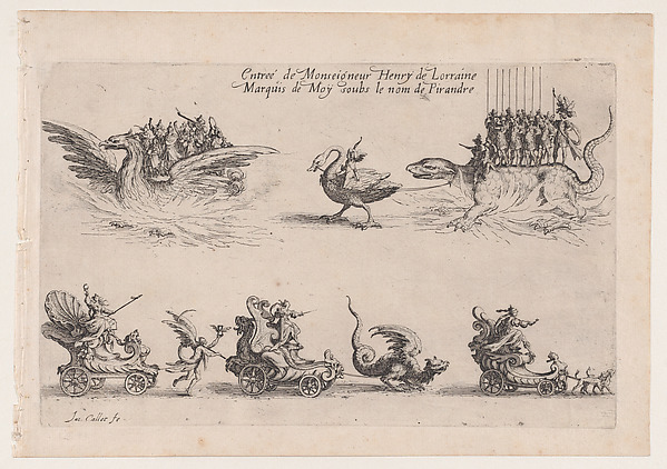 Jacques Callot, Entrée de Monseigneur Henry de Lorraine (Entrance of Henry de Lorraine), from Le Combat a la Barrière in the Palace at Nancy by Henri Humbert, printed by Sebastien Phillipe
