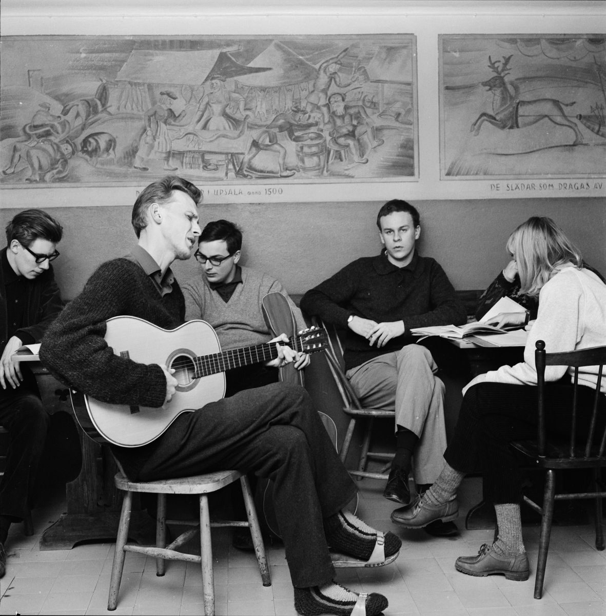 Uppsala-Bild, Kurs - "folksånger ger nytt innehåll åt kurs i engelska språket", Uppsala 1965