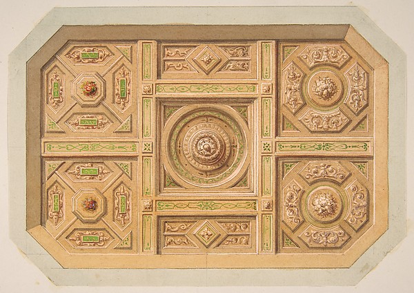 Jules-Edmond-Charles Lachaise, Design for a paneled ceiling with painted decoration