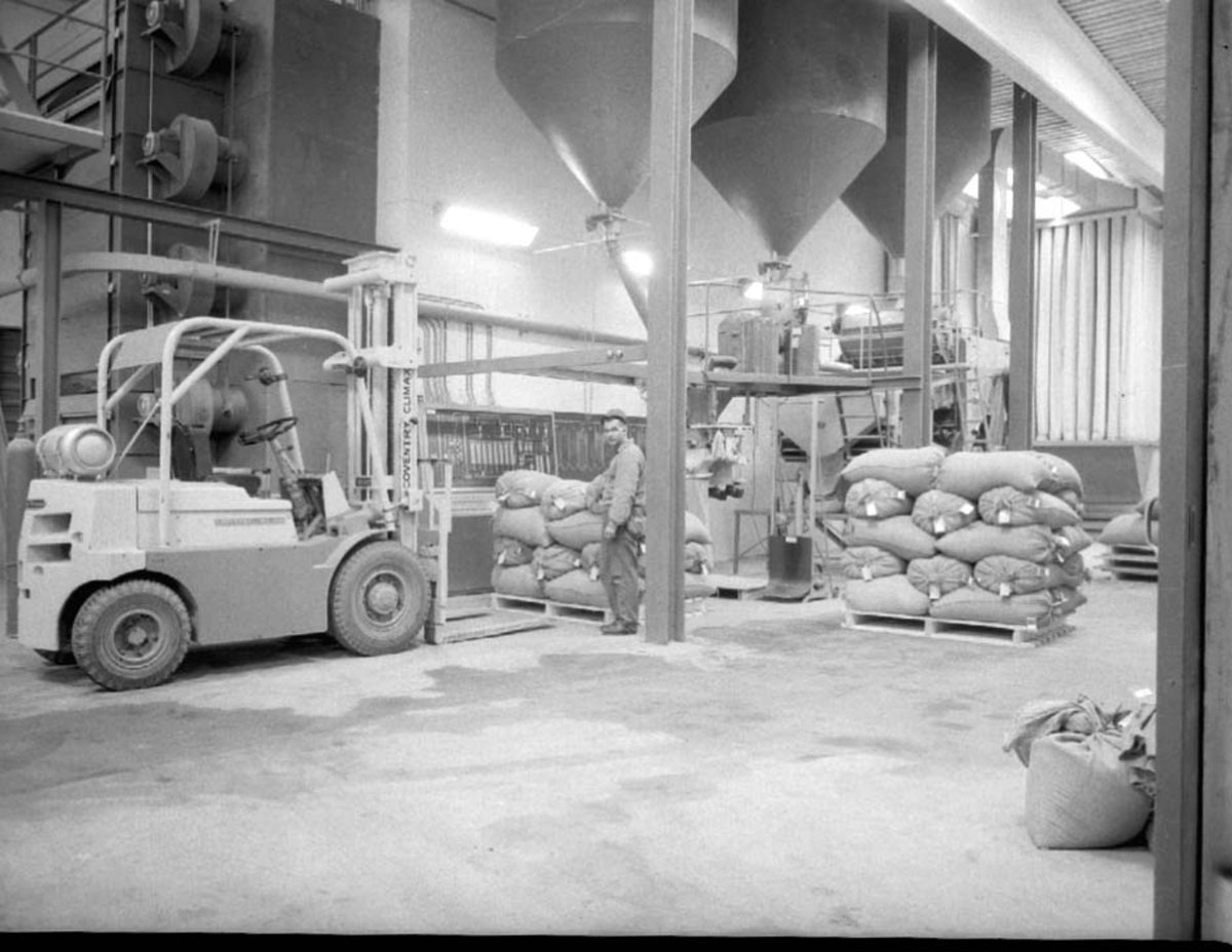 Anno Domkirkeodden, INTERIØR: HEDMARK FRØFORRETNING OG BRENNERI A. S. SÅKORNSTANGE. TRØKK, SEKKER, LAGER. HALL