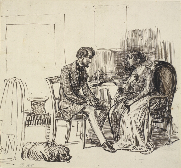 Wilhelm Marstrand, En herre på visit hos en yngre dame