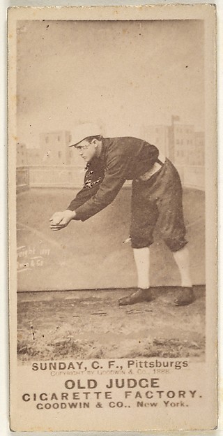 Goodwin & Company, William Ashley "Billy" Sunday, Center Field, Pittsburgh, from the Old Judge series (N172) for Old Judge Cigarettes