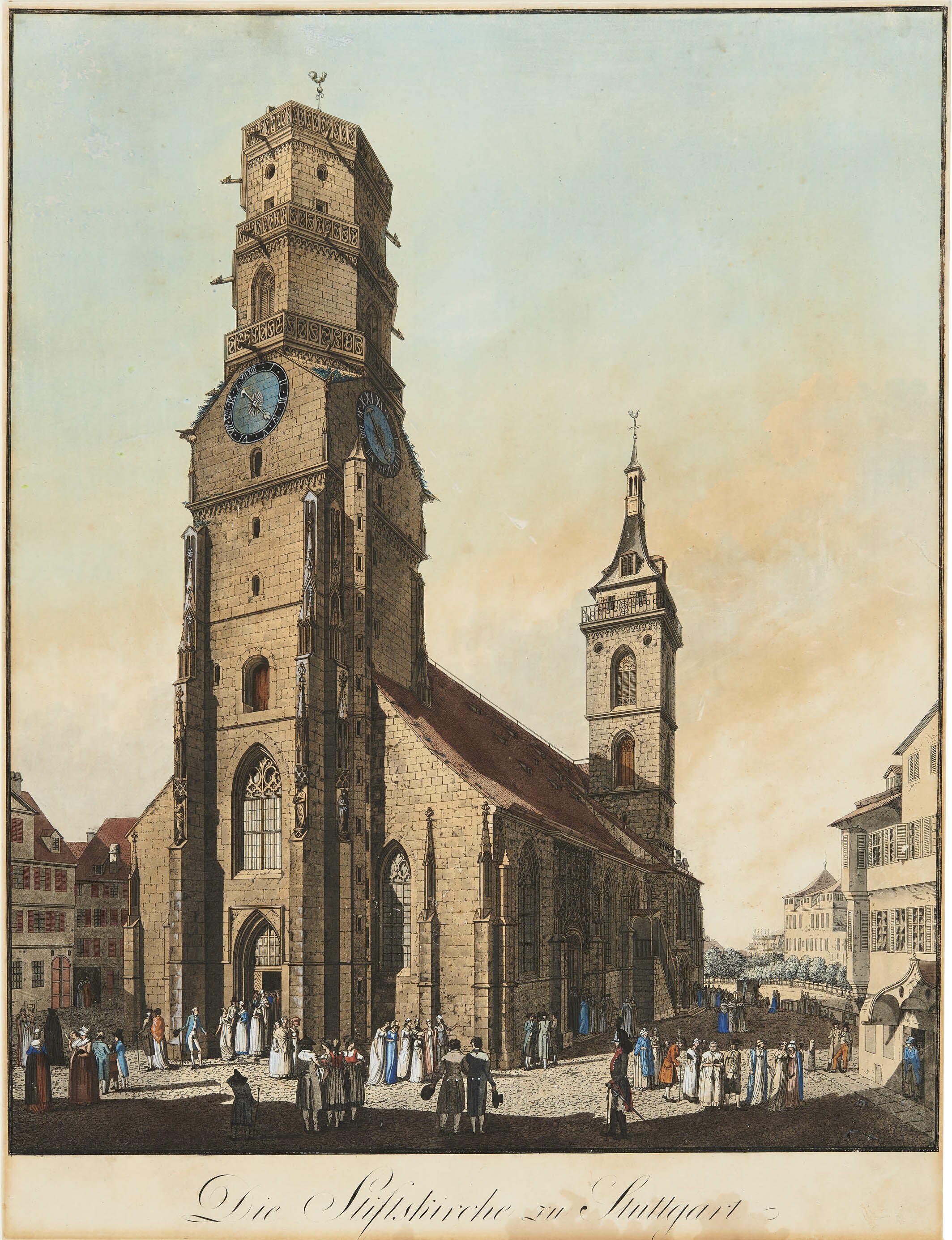 Viktor Heideloff, Ansicht der Stiftskirche in Stuttgart 1806