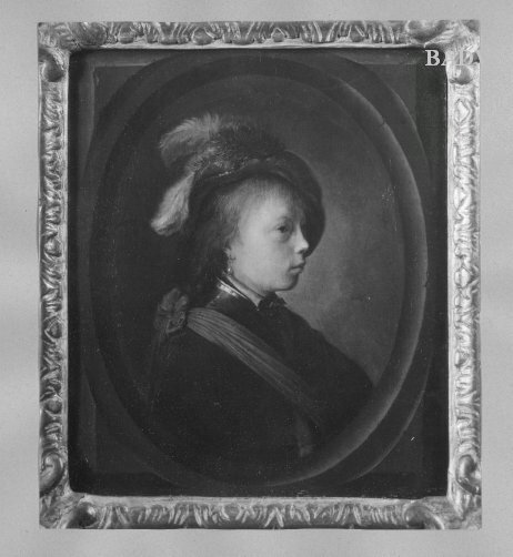 Gerrit Dou, portrait of a young man with a scarf