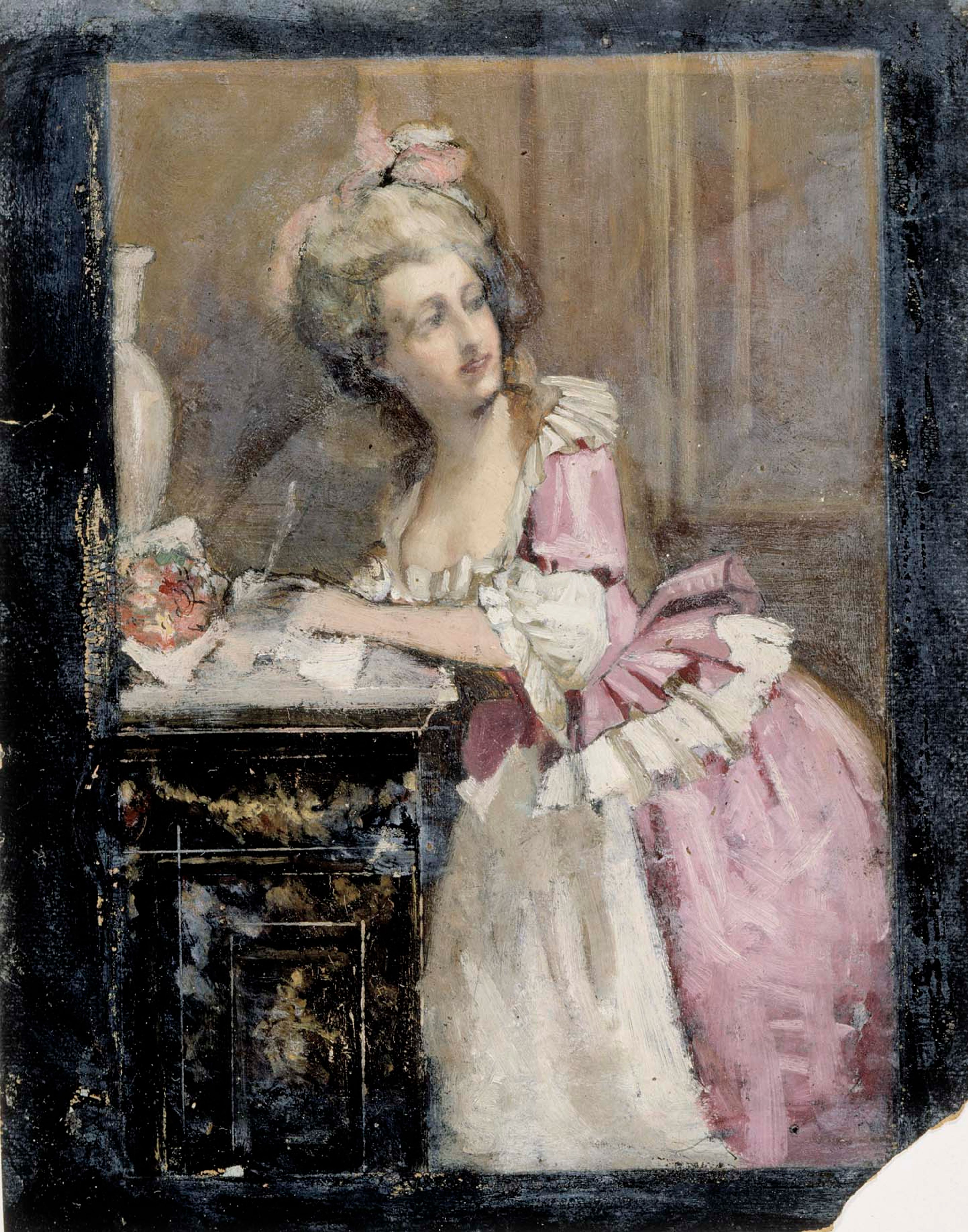 Albert Edelfelt, Lady Writing, Study II for the Rococo Lady