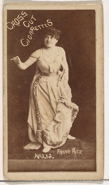 W. Duke, Sons & Co., Card Number 212, Fanny Rice, from the Actors and Actresses series (N145-1) issued by Duke Sons & Co. to promote Cross Cut Cigarettes