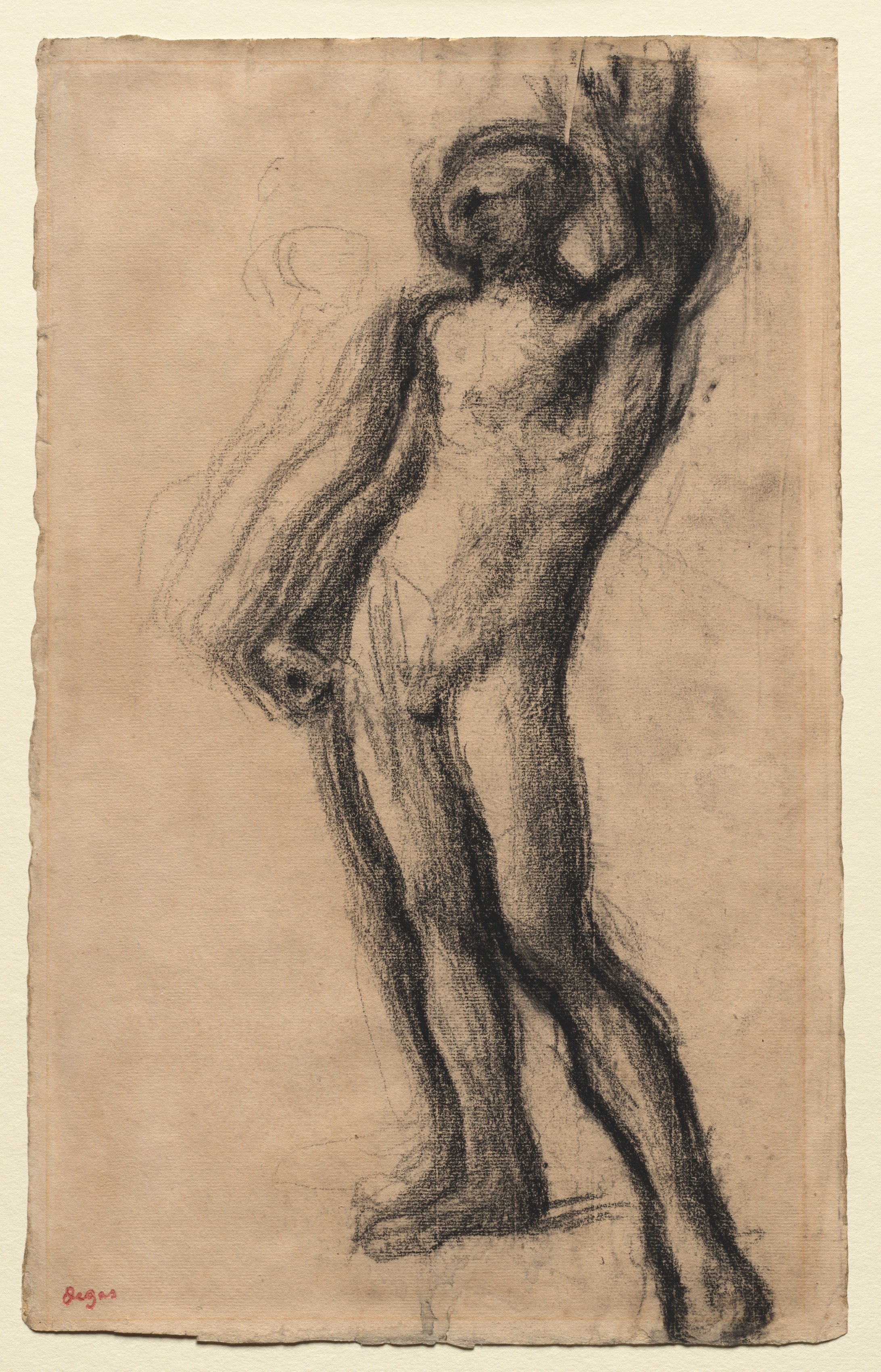 Edgar Degas, Nude Man Standing, with Left Hand Raised