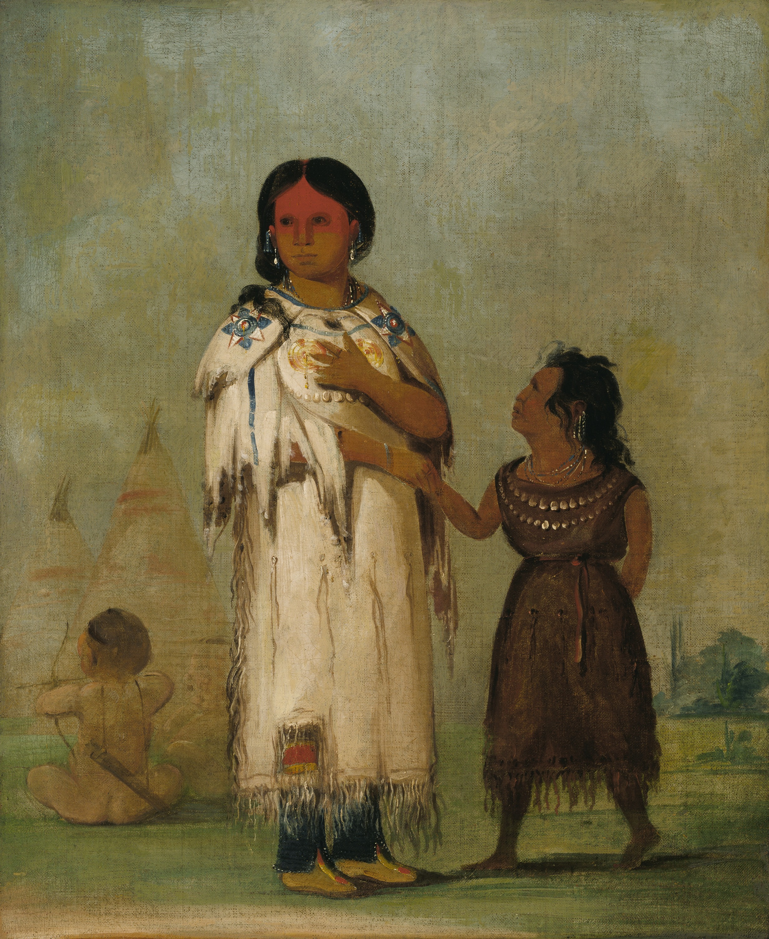 George Catlin, Assiniboin Woman and Child