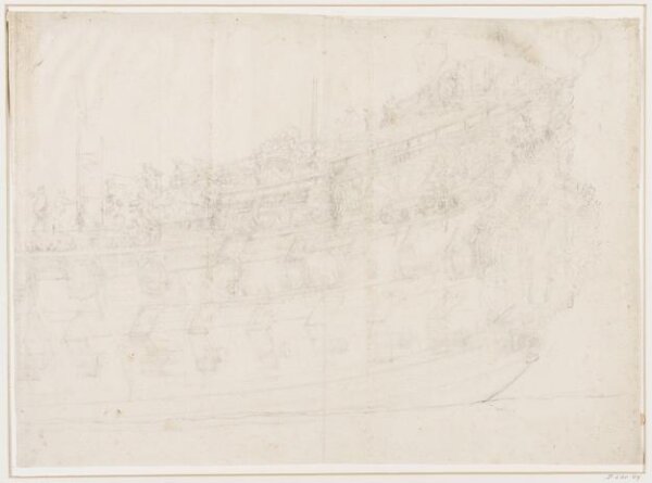 willem van de velde the elder, Quarter view of the stern part of an English ship