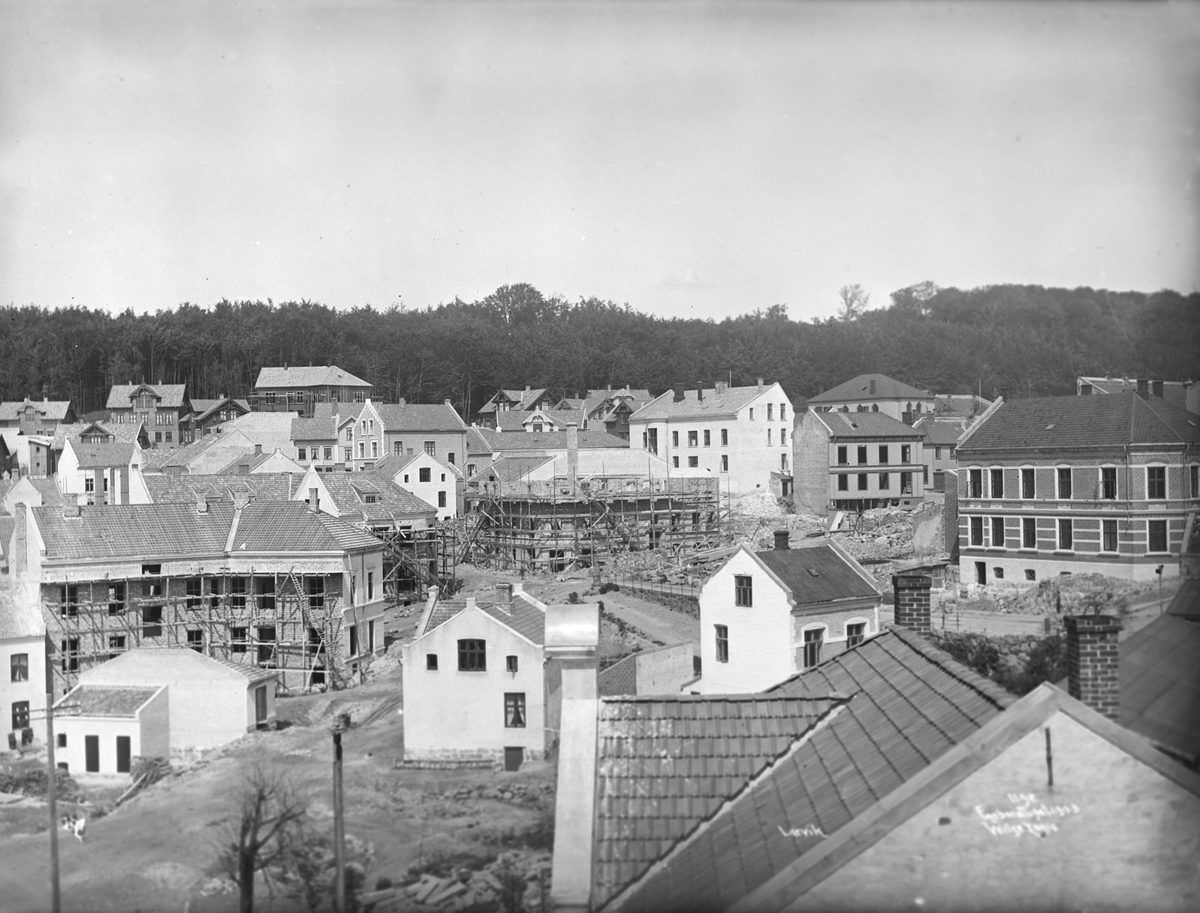 Anders Beer Wilse, Prot: Larvik - Nybyggede Del - Aarsdagen etter branden panorama Prot: 21. Juli 1903