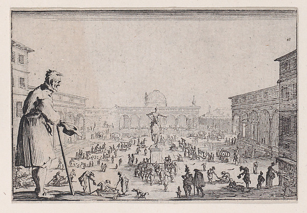 Jacques Callot, Le Marché de la Place de L'Annonciade a Florence (The Marketplace of L' Annunziata in Florence), from "Les Caprices" Series A, The Florence Set