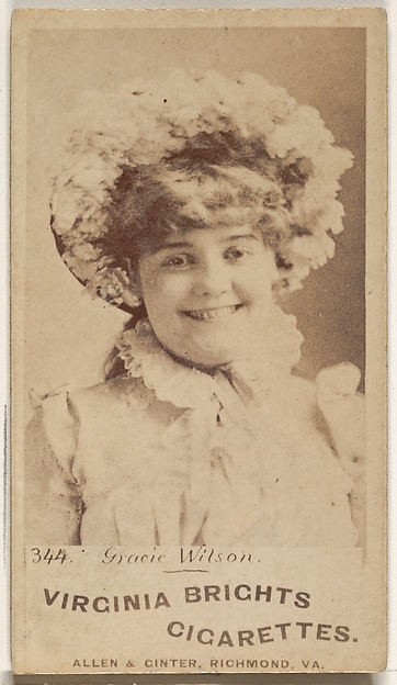 Allen & Ginter, Card 344, Gracie Wilson, from the Actors and Actresses series (N45, Type 1) for Virginia Brights Cigarettes