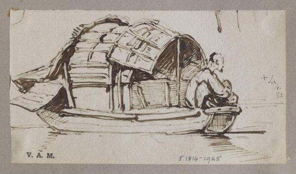George Chinnery, A Tanka boat with a figure seated in the stern