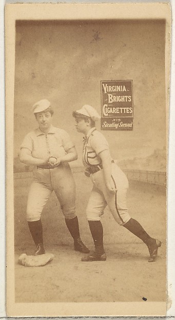 Allen & Ginter, Stealing Second, from the Girl Baseball Players series (N48, Type 2) for Virginia Brights Cigarettes