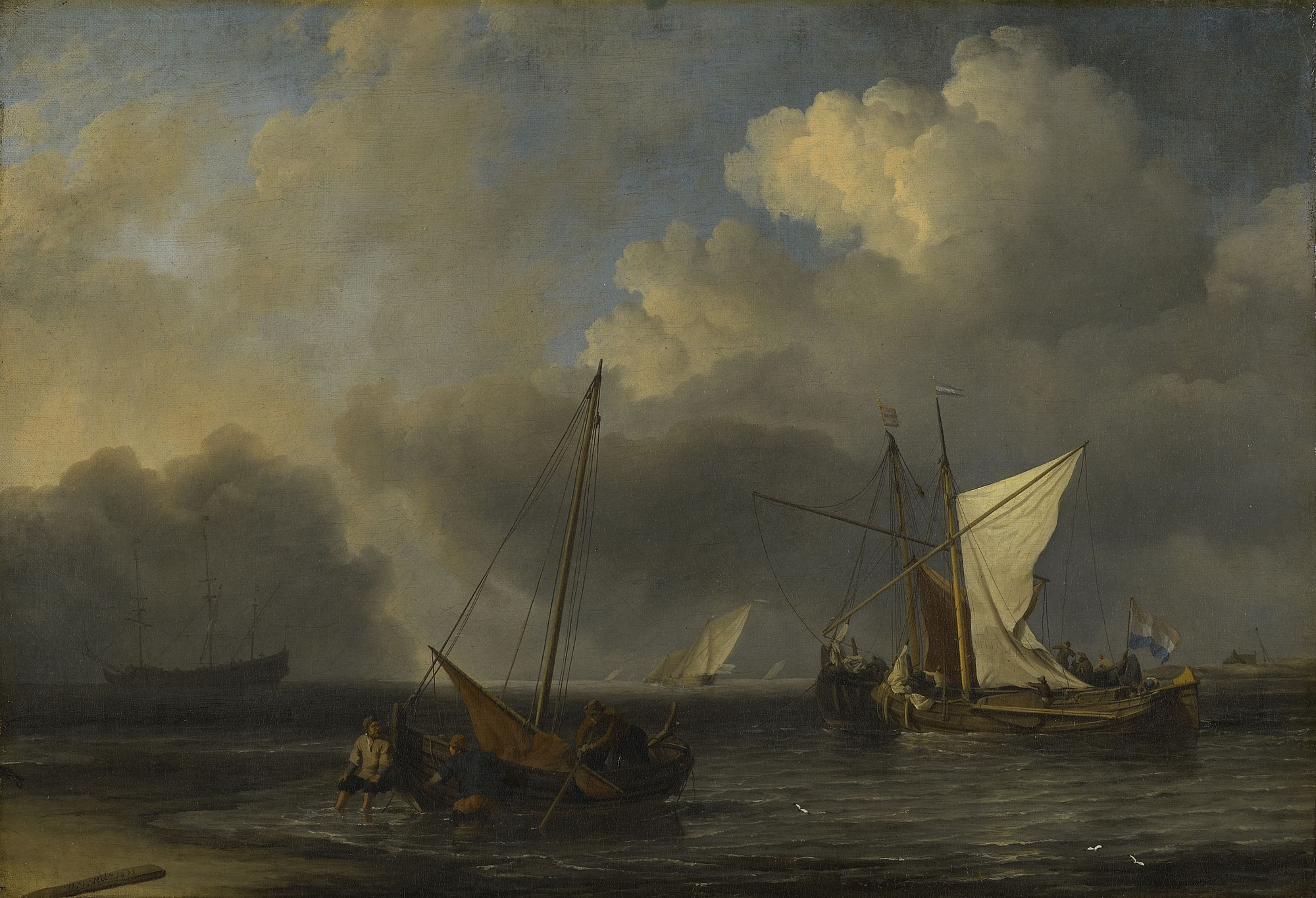 Willem van de Velde the Younger, Vessels off the Dutch Coast in a Moderate Breeze