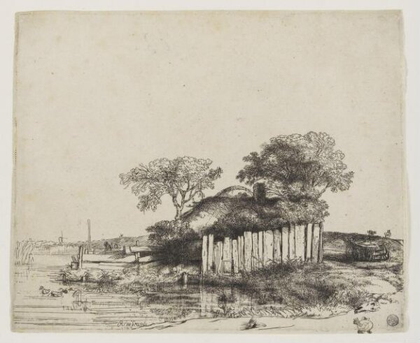 Rembrandt van Rijn, Cottage with a white paling