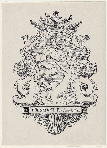 Winslow Homer, Bookplate for H. W. Bryant of Portland Maine