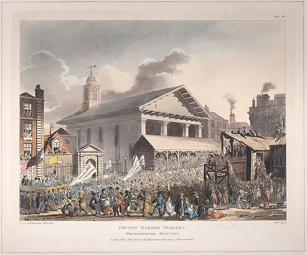Thomas Rowlandson, Covent Garden Market, Westminster Election