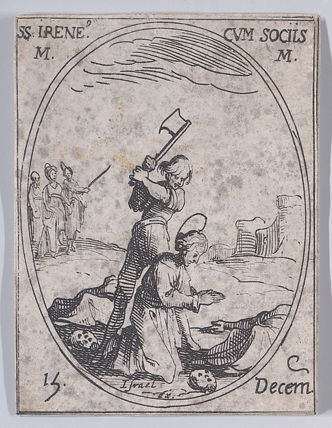 Jacques Callot, S. Irénée et Ses Compagnons (St. Irenaeus and His Companions), December 15th, from "Les Images De Tous Les Saincts et Saintes de L'Année" (Images of All of the Saints and Religious Events of the Year)
