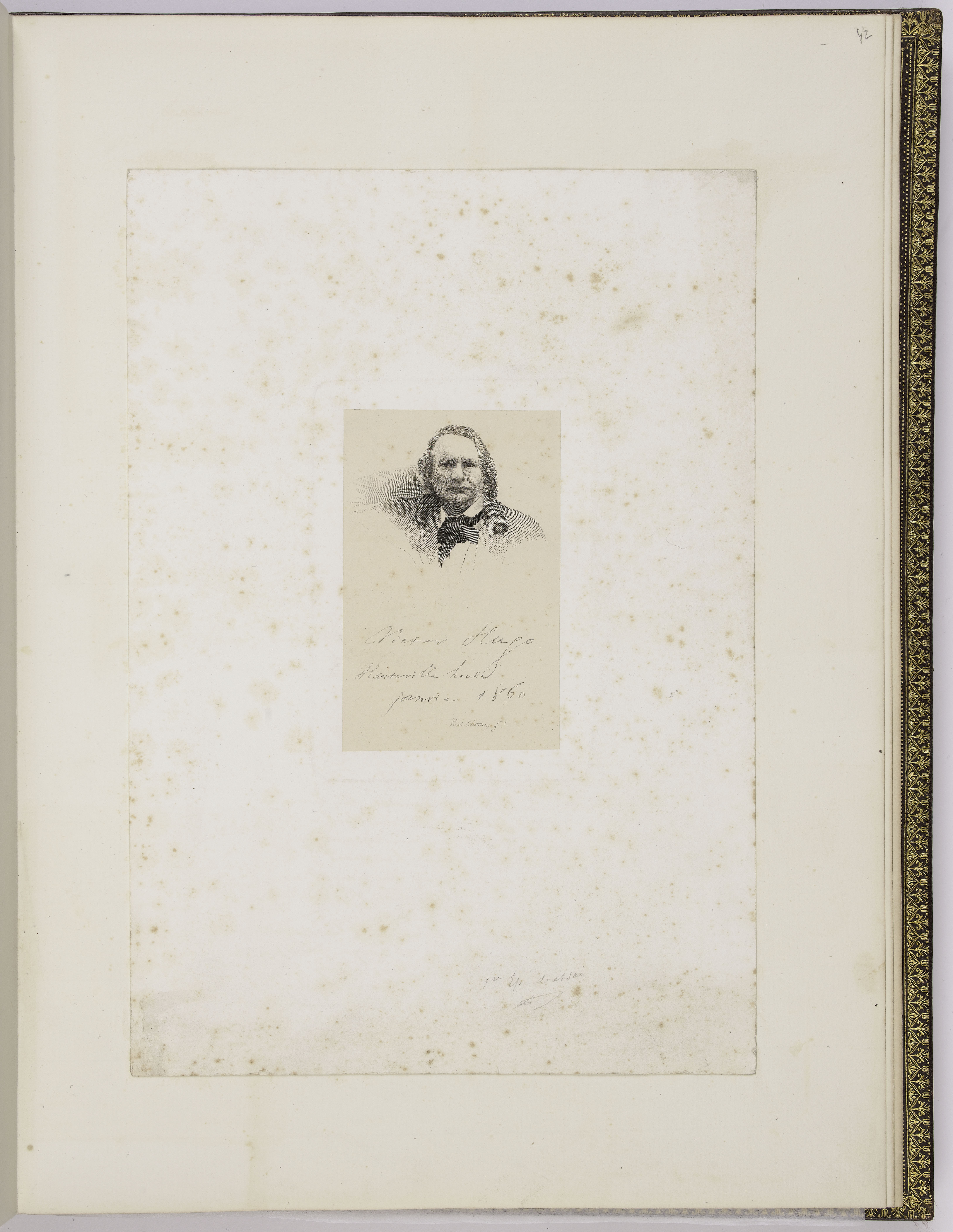 Paul Chenay, Album Chenay, folio 42, gravure d'un portrait de Victor Hugo