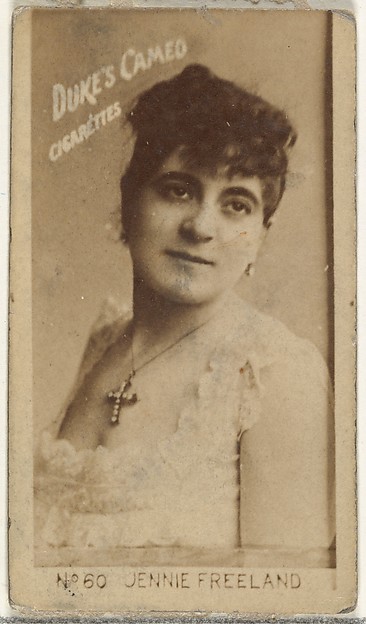 W. Duke, Sons & Co., Card Number 60, Jennie Freeland, from the Actors and Actresses series (N145-4) issued by Duke Sons & Co. to promote Cameo Cigarettes