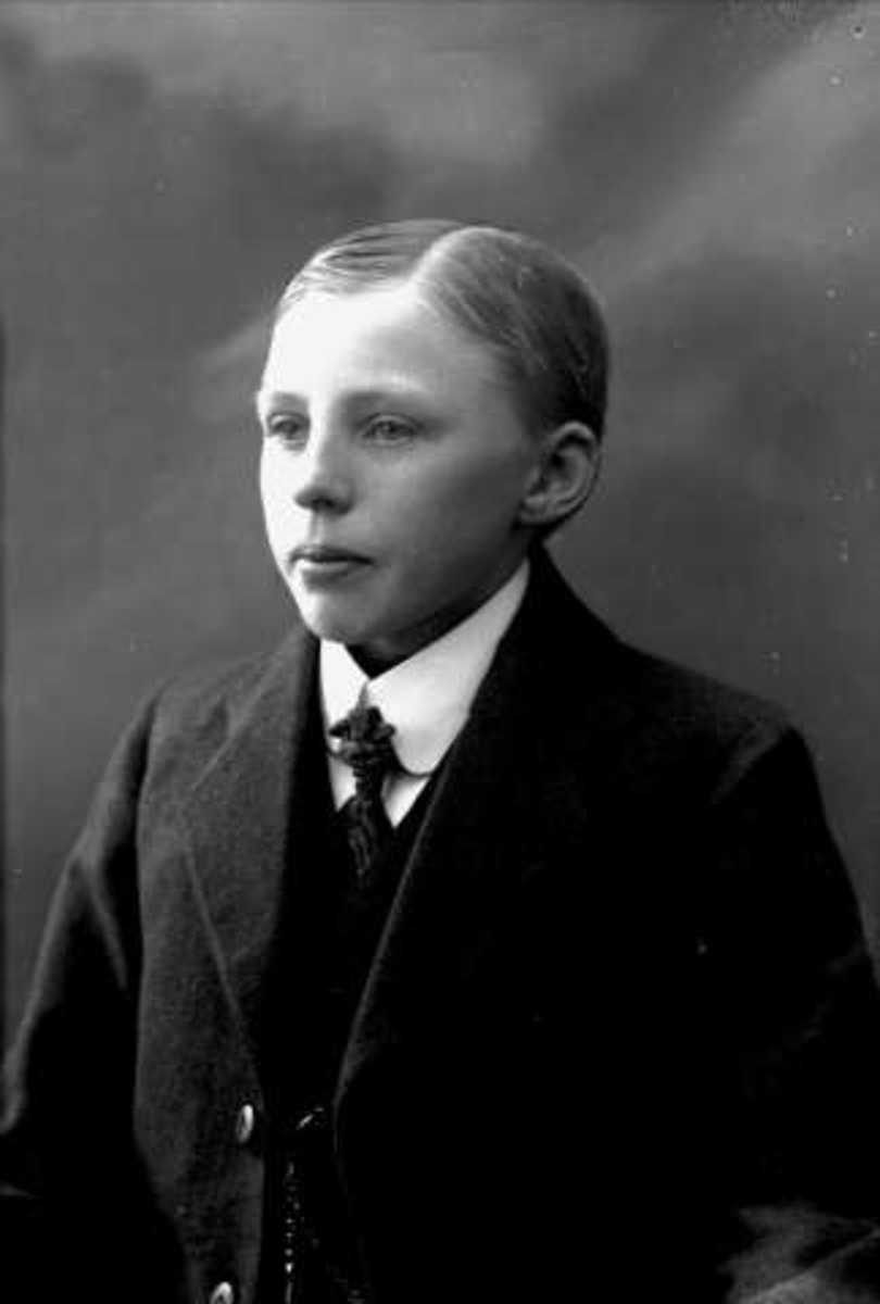 Gustav Borgen, Portret, ung gutt i mørk dress. Georg Skajem.