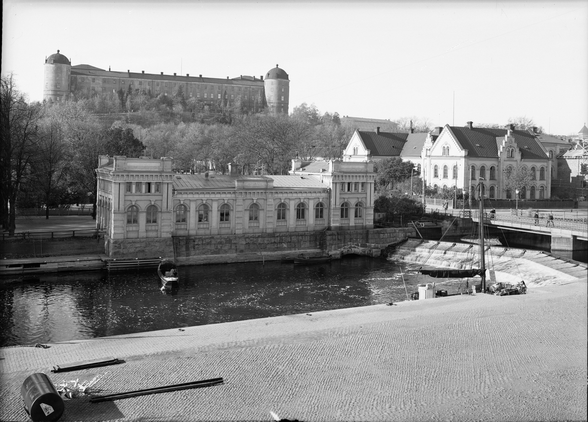 Paul Sandberg, Islandsfallet, Pumphuset, Anatomiska institutionen och Uppsala slott från Östra Ågatan, Uppsala