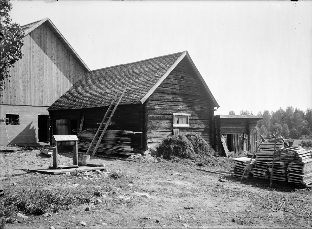 Paul Sandberg, Fähus och svinstia - nu på friluftsmuseet Disagården - på ursprunglig plats, Lilla Bultebo, Tierps socken, Uppland