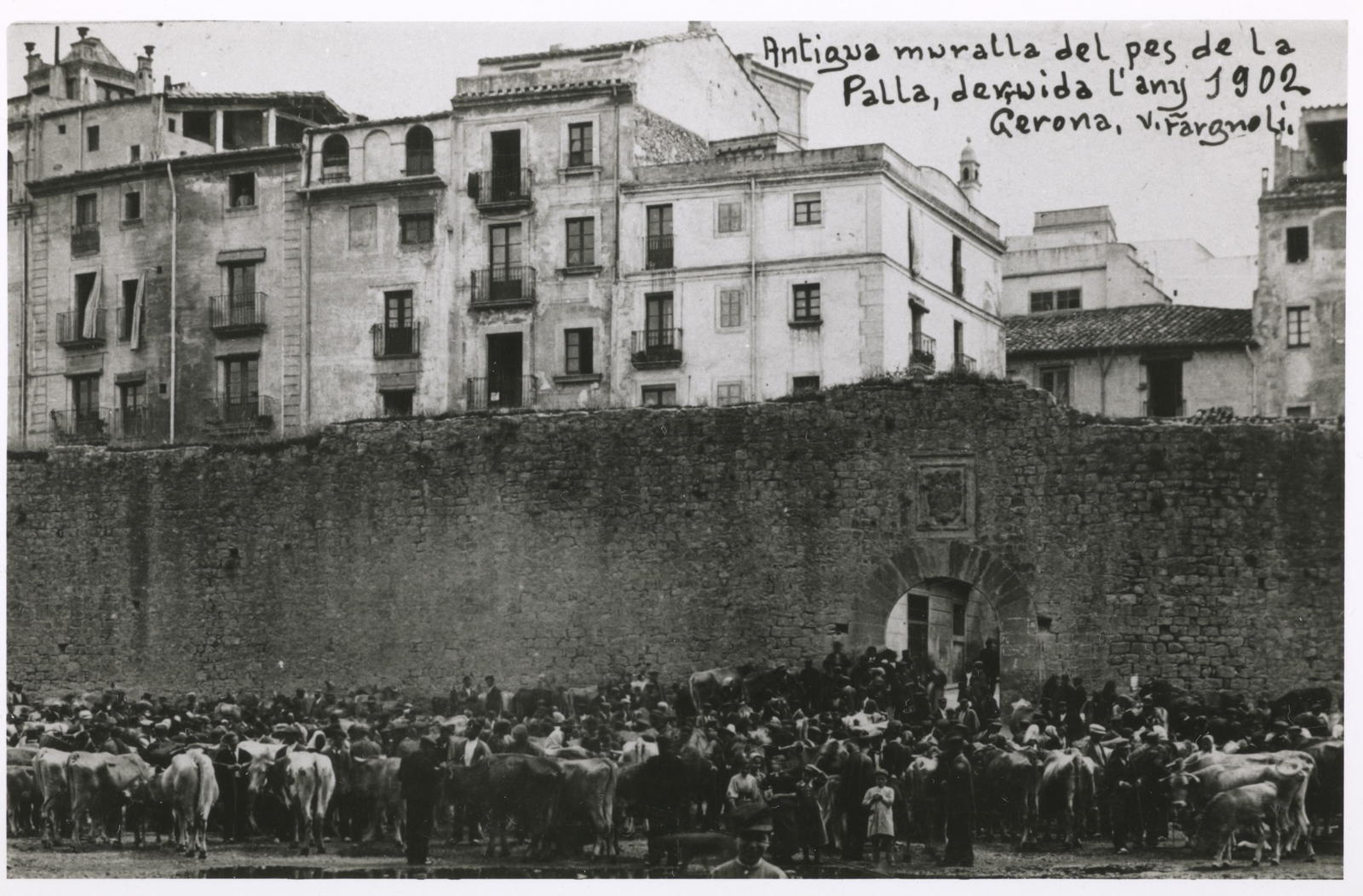 Desconegut, Antigua muralla del pes de la Palla, derruida l'any 1902. Gerona
