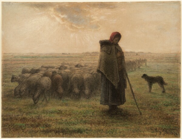 Jean-François Millet, Shepherdess and Her Flock