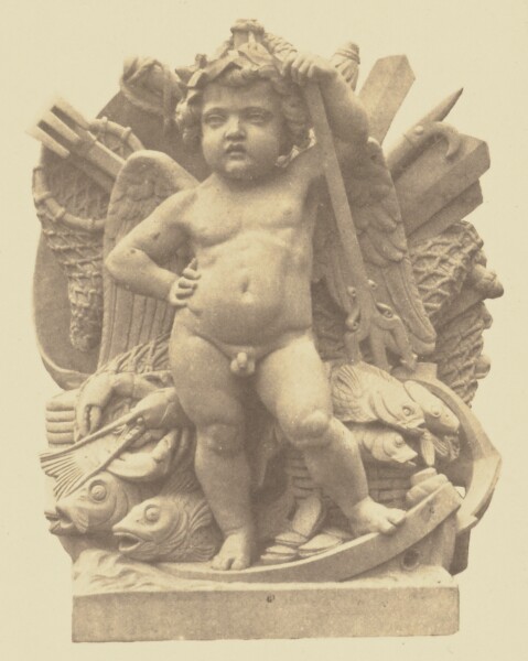 Édouard Baldus, ["La Pêche", Sculpture by Hippolyte Ferrat, Decoration of the Louvre, Paris]