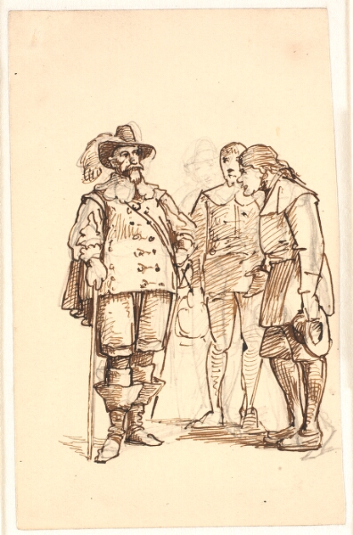 Wilhelm Marstrand, Adelsmand fra Chr. IV's tid taler med to mænd