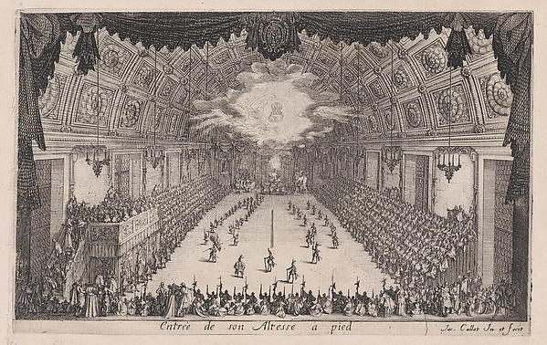 Jacques Callot, La Défilé a Pied (The Parade on Foot), from Le Combat a la Barrière in the Palace at Nancy by Henri Humbert, printed by Sebastien Phillipe