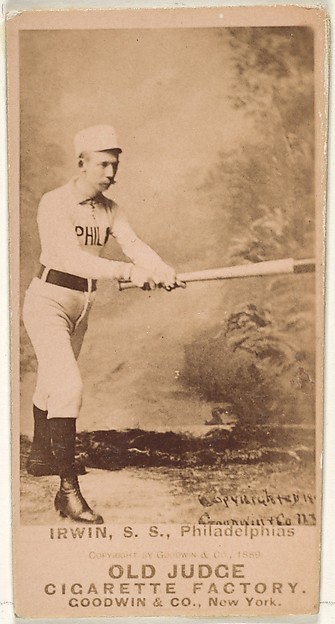 Goodwin & Company, Arthur Albert "Doc" Irwin, Shortstop, Philadelphia, from the Old Judge series (N172) for Old Judge Cigarettes