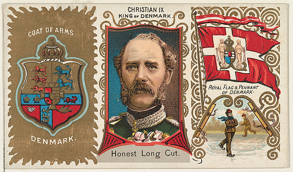 W. Duke, Sons & Co., Christian IX, King of Denmark, from the Rulers, Flags, and Coats of Arms series (N126-1) issued by W. Duke, Sons & Co.