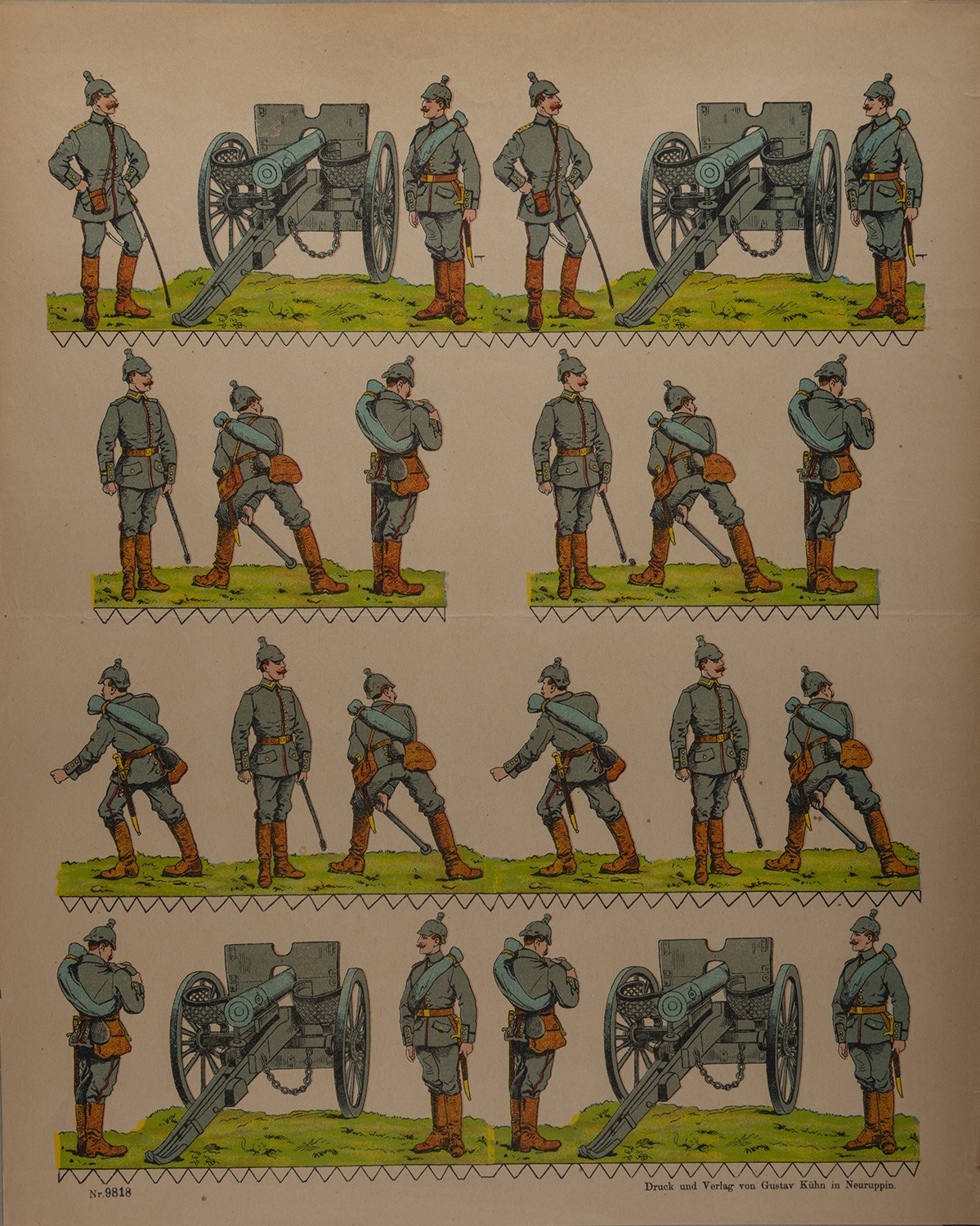 Gustav Kühn (Druckerei und Verlag), Ausschneidebogen Artillerie (Neuruppiner Bilderbogen Nr. 9818)