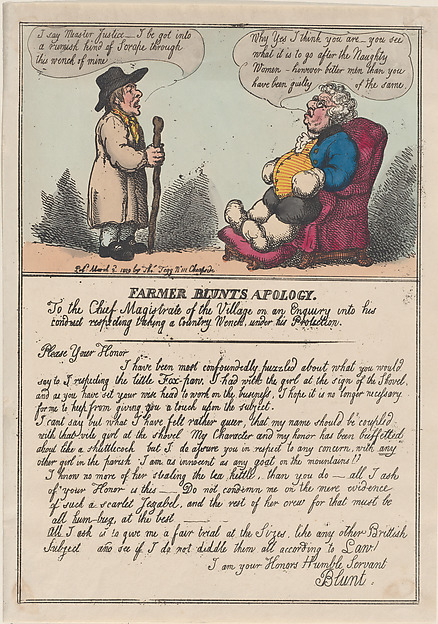 Thomas Rowlandson, Farmer Blunt's Apology