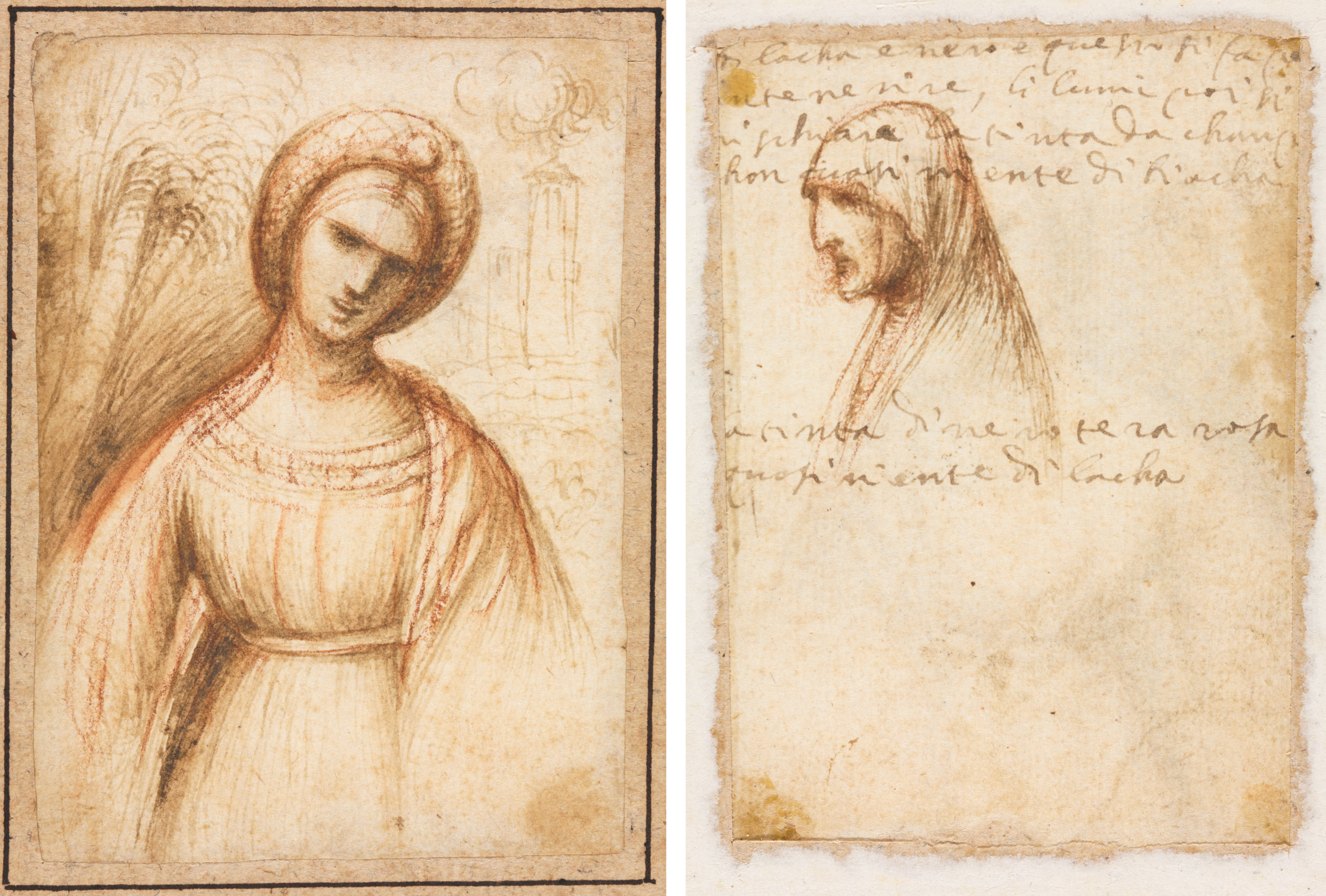 Dosso Dossi, Lady in a Landscape (recto); Bust-Length Profile of an Old Woman (verso)