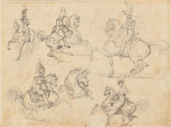 Théodore Géricault, Horses and Riders (recto); Horses (verso)