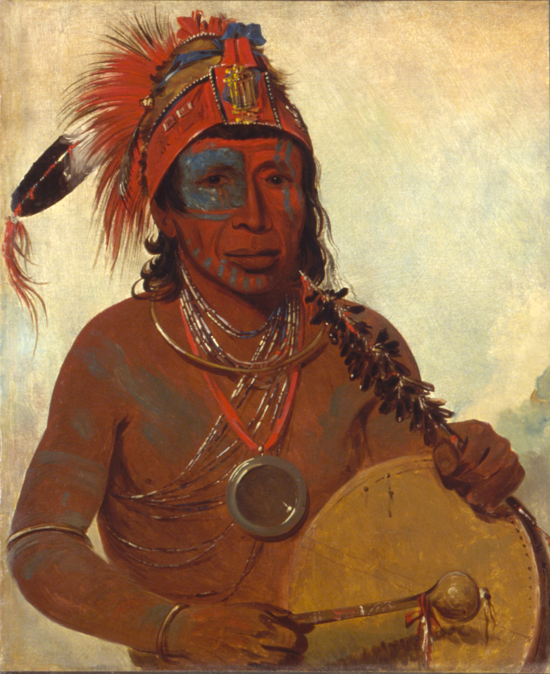 George Catlin, Tóh-to-wah-kón-da-pee, Blue Medicine, a Medicine Man of the Ting-ta-to-ah Band