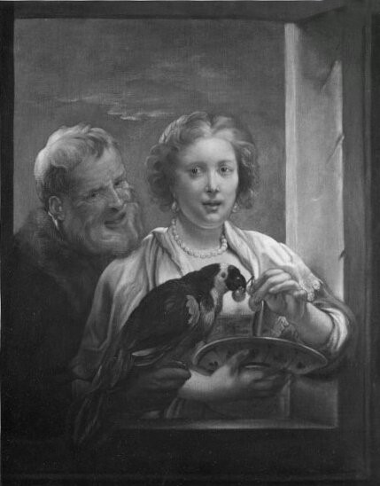 Jacob Jordaens, man and woman with parrot