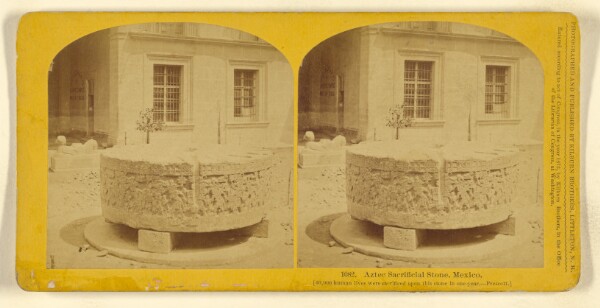 Benjamin West Kilburn, Aztec Sacrificial Stone, Mexico. [60,000 human lives were sacrificed upon this stone in one year. - Prescott.]