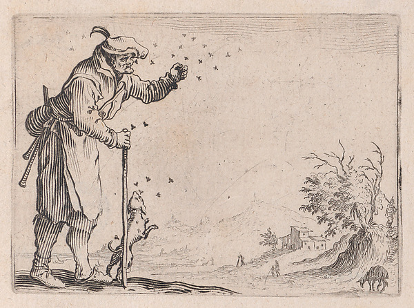 Jacques Callot, Le Paysan Assailli par les Abeilles (The Peasant Attacked by Bees), from "Les Caprices" Series B, The Nancy Set