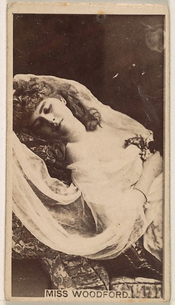 Kinney Brothers Tobacco Company, Miss Woodford, from the Actresses series (N245) issued by Kinney Brothers to promote Sweet Caporal Cigarettes