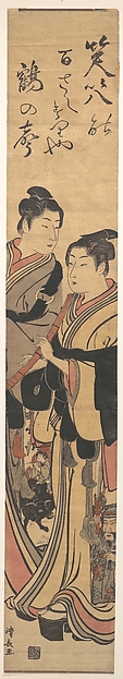 Torii Kiyonaga, Two Men, One Playing a Flute